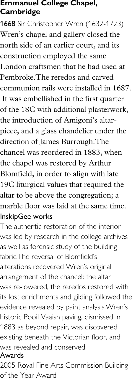 Emmanuel College Chapel, Cambridge